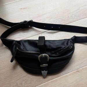 Forever 21 Black Belt Bag with Silver Accents